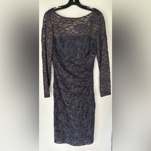 Lauren Ralph Lauren Dress, grey long sleeve gown size 8 and 39 inches l…